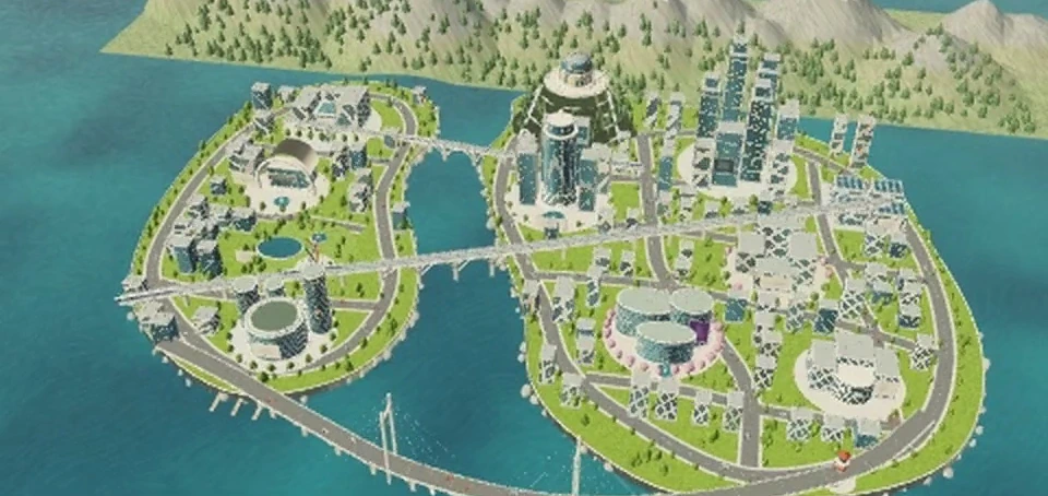Távola City: vista da cidade 3D usada nas reuniões comerciais e no briefing gamificado da Távola BG.